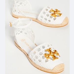 Tory Burch Eleanor Woven D’orsay Flat Espadrille-Glazed Goat Leather-WHITE